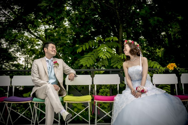 グランマニエのカラードレス｜ガーデンウエディング