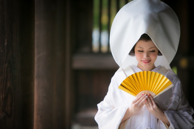 グランマニエの白無垢｜綿帽子｜神前挙式