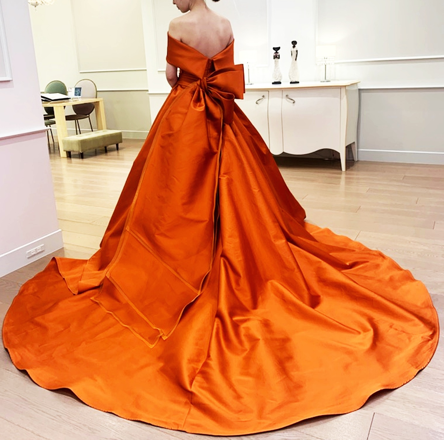 最低価格の ウェディングドレス カラードレス オレンジ テラコッタ 
