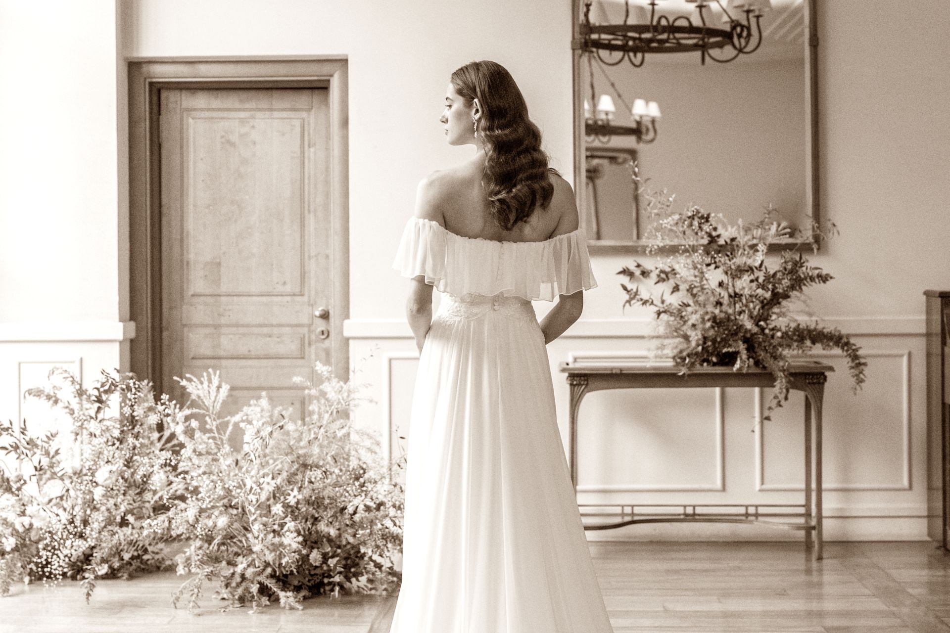 AW2023】ウエディングドレス 一点もの テラコッタ 結婚式 ワンピース-